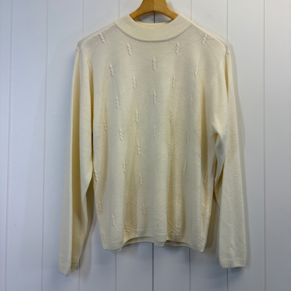 Vintage Studio Works Grannycore Mock Neck Sweater Womens Size XL Minimalist Chic